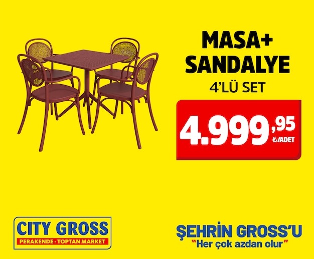 Masa+Sandalye 4'Lü Set