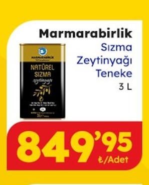 Marmarabirlik Sızma Zeytinyağı Teneke 3 L