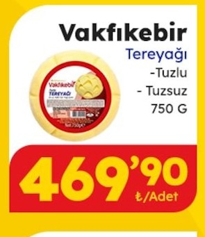 Vakfikebir Tereyagi Tuzlu Tuzsuz 750 G