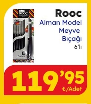 Rooc Alman Model Meyve Bıçağı 6'Lı