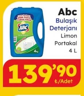 Abc Bulaşık Deterjanı Limon Portakal 4L