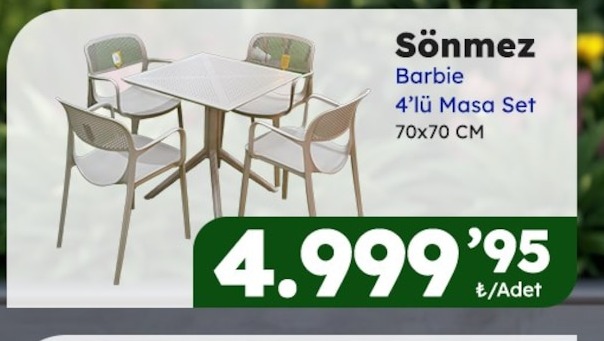 Sönmez Barbie 4'Lü Masa Set 70X70 Cm