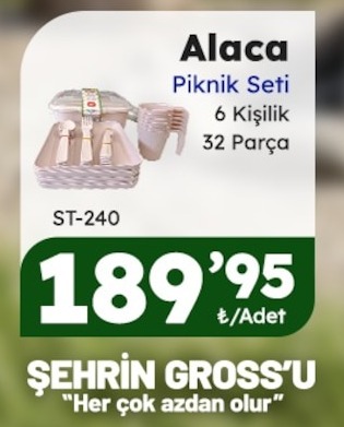 Alaca Piknik Seti 6 Kişilik 32 Parça St-240