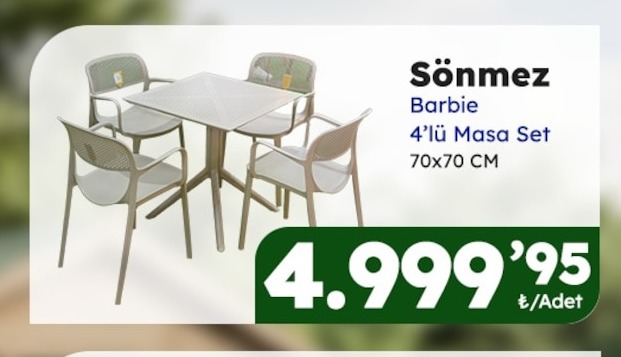 Sönmez Barbie 4'Lü Masa Set 70X70 Cm