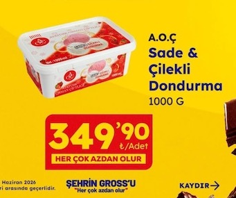 A.O.Ç Sade & Çilekli Dondurma 1000 G