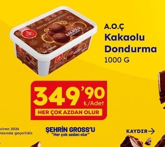 A.O.Ç Kakaolu Dondurma 1000 G