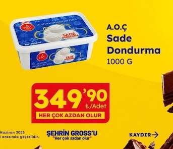 A.O.Ç Sade Dondurma 1000 G