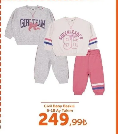 Civil Baby Baskılı 6-18 Ay Takım