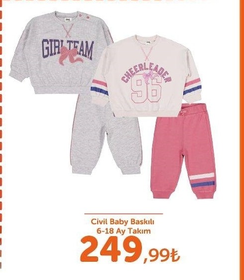 Civil Baby Baskılı 6-18 Ay Takım