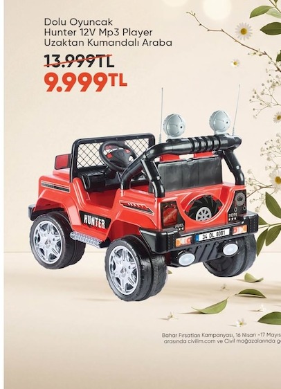 Dolu Oyuncak Hunter 12V Mp3 Player Uzaktan Kumandalı Araba