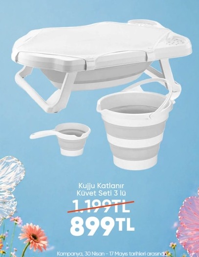 Kujju Katlanır Küvet Seti 3 Lü