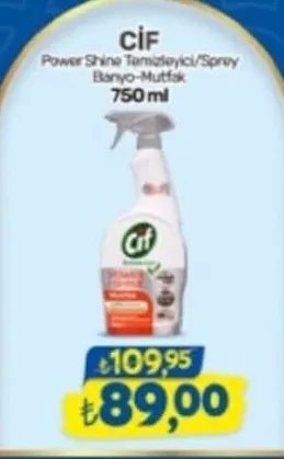 Cif Power Shine Temizleyici/Sprey Banyo-Mutfak 750 Ml