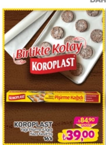 Koroplast Yağlı Pişirme Kağıdı Hazır Kesilmiş 16'Lı