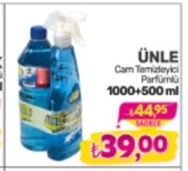 Ünle Cam Temizleyici Parfümlü 1000+500 Ml