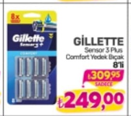 Gillette Sensor 3 Plus Comfort Yedek Bıçak 8'Li