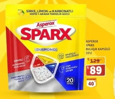 Asperox Sparx Bulaşık Kapsülü 20'Li