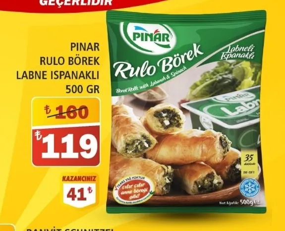 Pinar Rulo Börek Labne Ispanakli 500 Gr