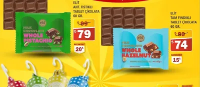 Elit Ant. Fıstıklı Tablet Çikolata 60 Gr.