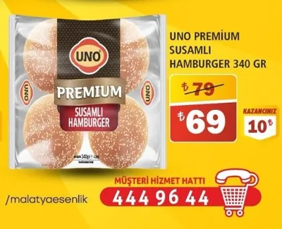 Uno Premium Susamli Hamburger 340 Gr