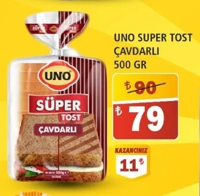Uno Super Tost Çavdarli 500 Gr