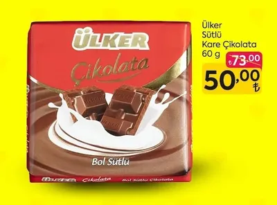 Ülker Sütlü Kare Çikolata 60 G