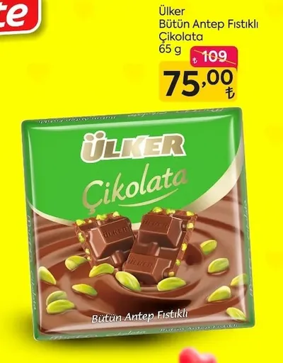 Ülker Bütün Antep Fıstıklı Çikolata 65 G