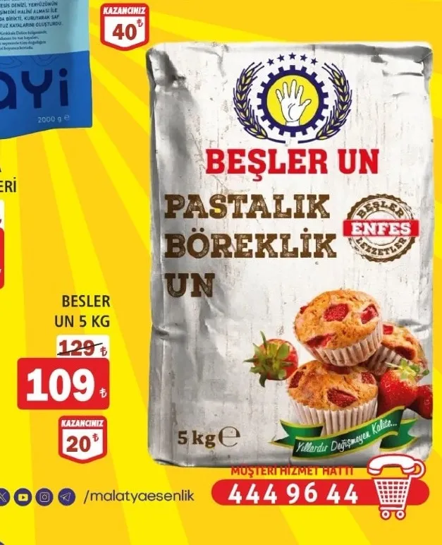 Beşler Un Pastalık Böreklik Un 5 Kg