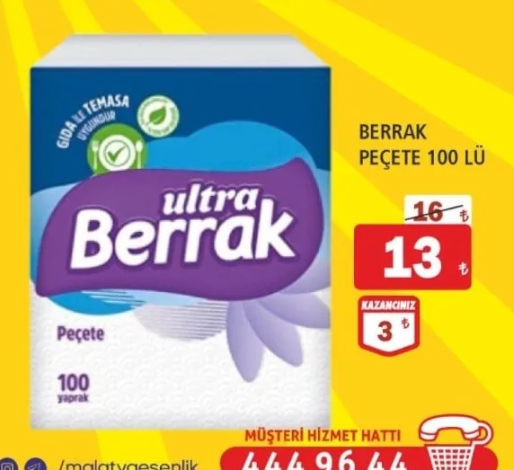 Berrak Peçete 100'Lü