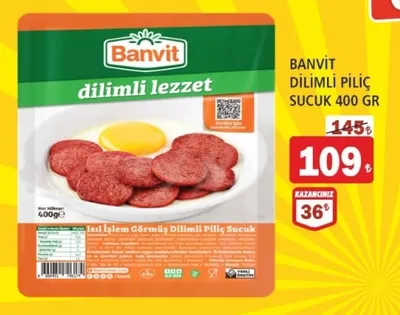 Banvit Dilimli Piliç Sucuk 400 Gr