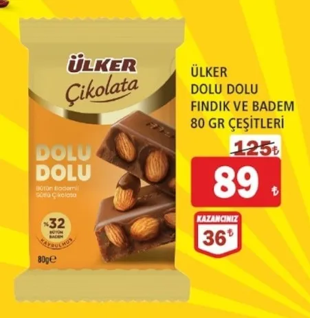 Ülker Dolu Dolu Fındık Ve Badem 80 Gr Çeşitleri