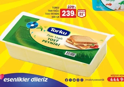 Torku Tam Yağli Tost Peyni̇Ri̇ 600 Gr