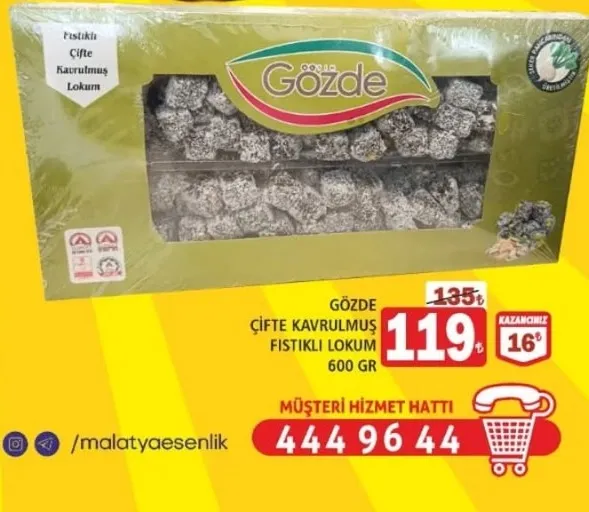 Gözde Çifte Kavrulmuş Fıstıklı Lokum 600 Gr