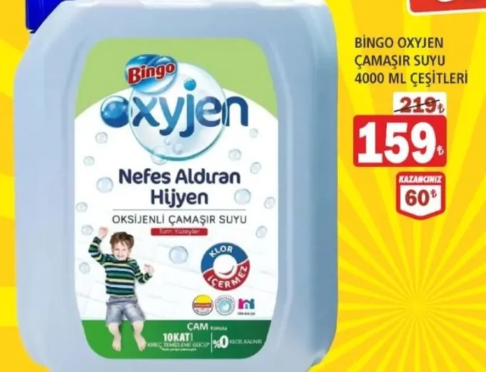 Bingo Oxyjen Çamaşır Suyu 4000 Ml Çeşitleri