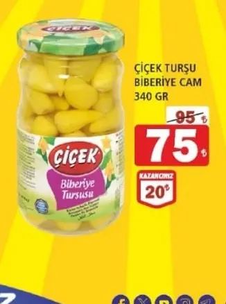 Çiçek Turşu Biberiye Cam 340 Gr