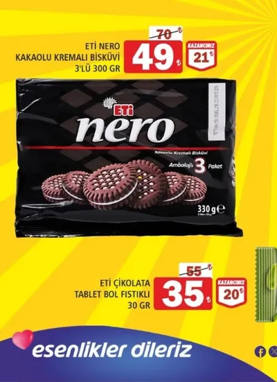 Eti Nero Kakaolu Kremali Bisküvi 3'Lü 300 Gr