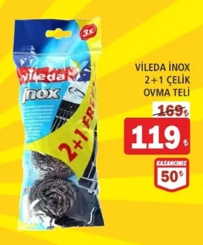 Vileda Inox 2+1 Çelik Ovma Teli