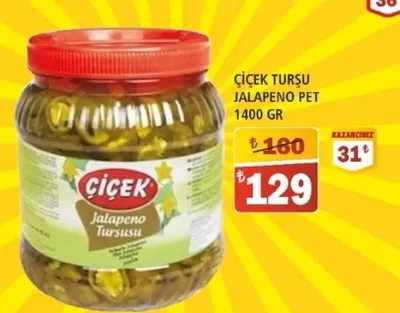 Çiçek Turşu Jalapeno Pet 1400 Gr