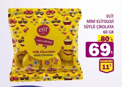 Elit Mini Elitoloji Sütlü Çikolata 60 Gr