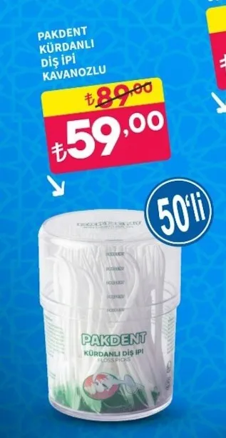 Pakdent Kürdanlı Diş İpi Kavanozlu 50'Li