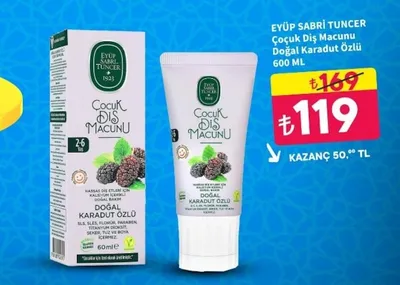 Eyüp Sabri Tuncer Çocuk Diş Macunu Doğal Karadut Özlü 60 Ml