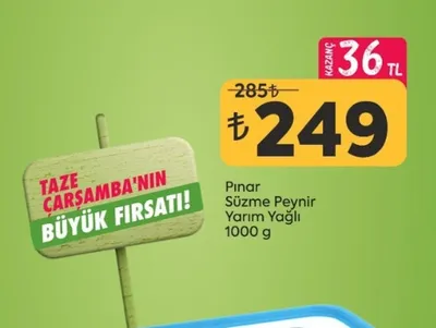 Pınar Süzme Peynir Yarım Yağlı 1000 G