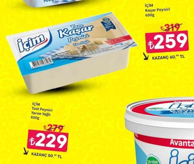 İÇi̇M Taze Kaşar Peyniri Tam Yağlı 600G