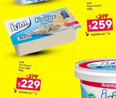 İÇi̇M Taze Kaşar Peyniri Tam Yağlı 600G
