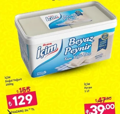 İÇi̇M Beyaz Peynir Tam Yağlı 900G