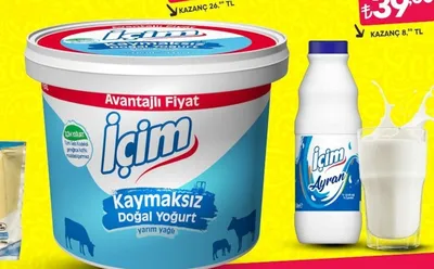 İÇi̇M Kaymaksız Doğal Yoğurt Yarım Yağlı