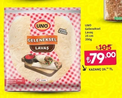 Uno Geleneksel Lavaş 25 Cm 390G