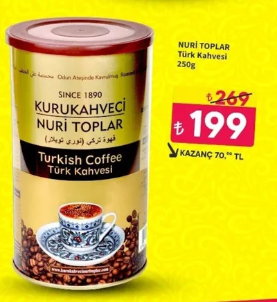 Kurukahveci Nuri Toplar Türk Kahvesi 250G