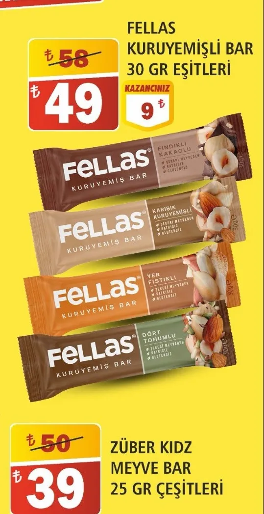 Fellas Kuruyemiş Bar 30 Gr Çeşitleri