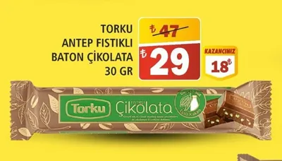 Torku Antep Fıstıklı Baton Çikolata 30 Gr