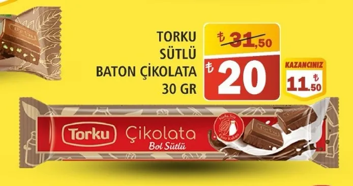 Torku Sütlü Baton Çikolata 30 Gr